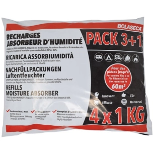 Recharge absorbeur d'humidité sachet 4 x 1kg - BOLASECA