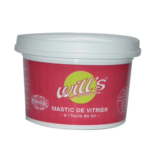Mastic vitrier mondial brun/acajou pot 1kg - WILL'S