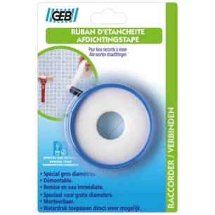 Ruban d'étanchéité PTFE 19mmx15mx0.2mm blister - GEB