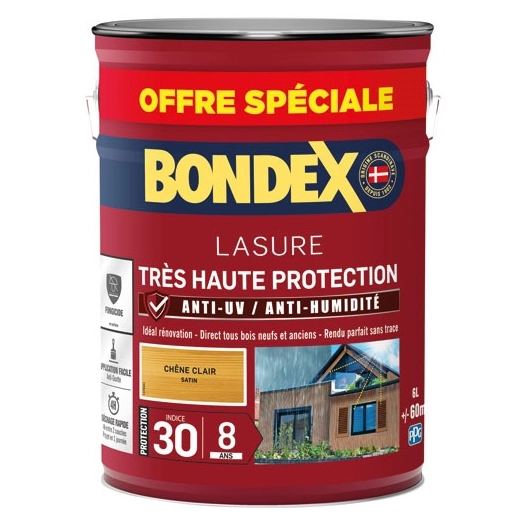Bondex lasure ind 30 / 8 ans 6l chêne clair - BONDEX