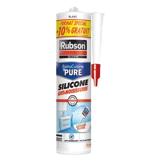 Mastic bain et cuisine blanc cartouche 280+10% gratuit - RUBSON