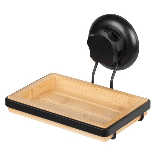 Porte savon ou éponge à ventouse bambou noir mat - CIE EUROPE