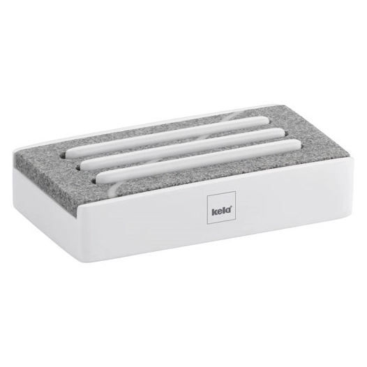 Porte-savon Blanc Mat & Aspect Pierre - Cube - KELA