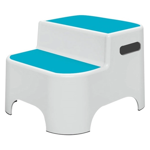 Marche pied salle de bain pour enfant double blanc/bleu - GODONNIER
