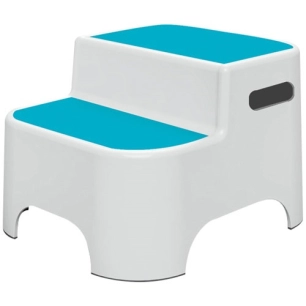 Marche pied salle de bain pour enfant double blanc/bleu - GODONNIER