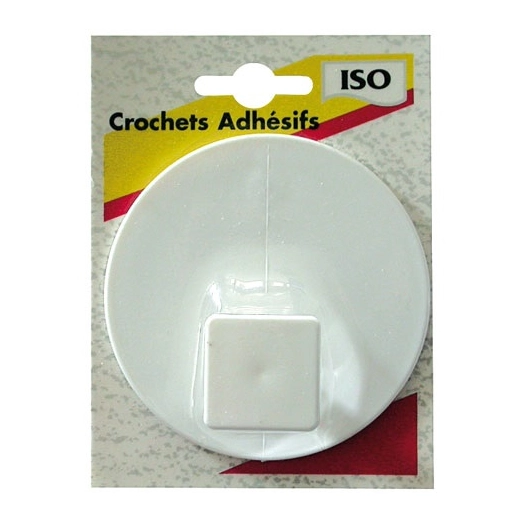 Crochet patère adhésif gm blanc blister - ISO