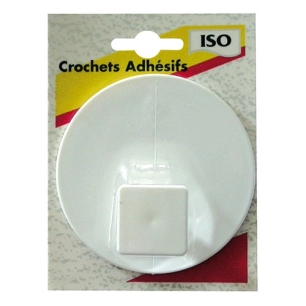 Crochet patère adhésif gm blanc blister - ISO