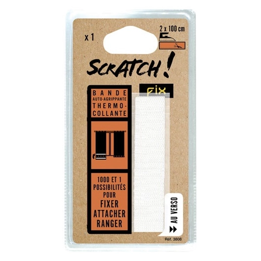 Bande thermocollante ruban auto-agrippant blanche 1mx20mm - SCRATCH FIX