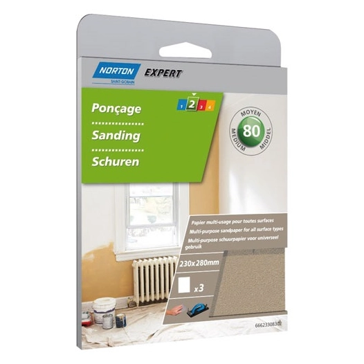Papier abrasif multiusages grain 80 x3 SC - NORTON