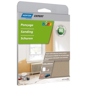 Papier abrasif multiusages grain 80 x3 SC - NORTON