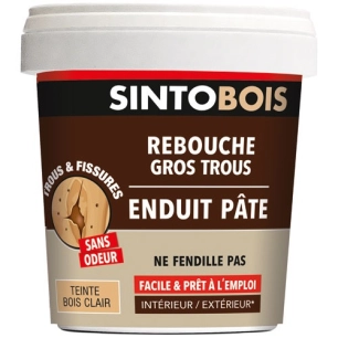 Sintobois pate rebouche gros trous bois 1kg bois clair - SINTO