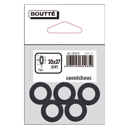 Joint caoutchouc 20x27 sachet de 5 - BOUTTE