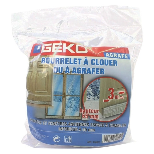 Joint à clouer ou agrafer 65mmx3m blanc - GEKO