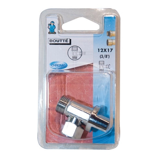 Robinet chasse 12x17 1/4 tour chrome équerre sur carte - BOUTTE