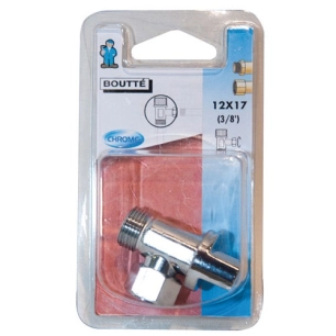 Robinet chasse 12x17 1/4 tour chrome équerre sur carte - BOUTTE