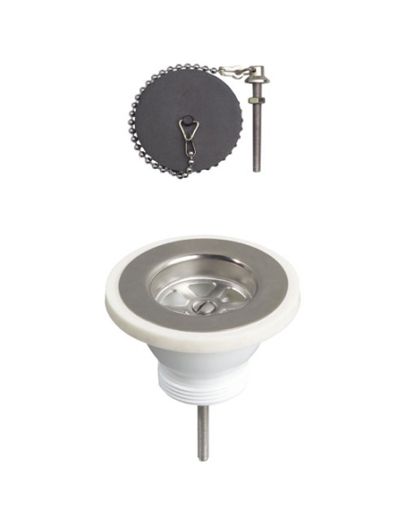 Bonde d'évier avec grille inox Ø60mm avec bouchon - WIRQUIN
