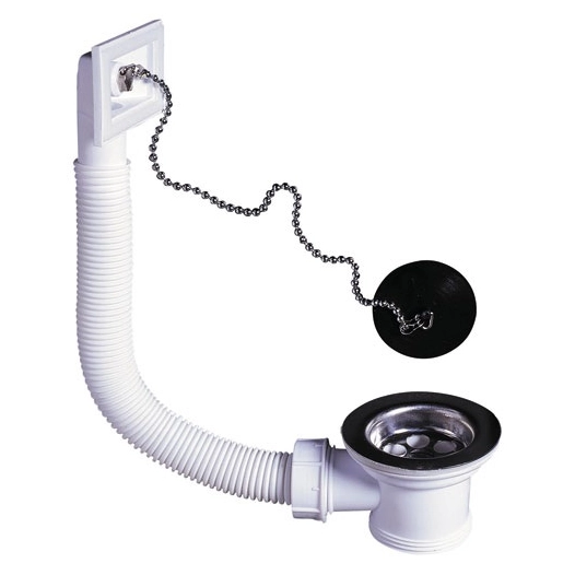 Bonde d'évier avec grille inox et trop plein 50mm - WIRQUIN