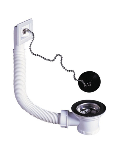Bonde d'évier avec grille inox et trop plein 50mm - WIRQUIN