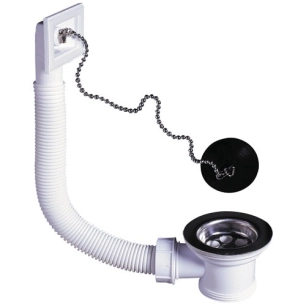 Bonde d'évier avec grille inox et trop plein 50mm - WIRQUIN