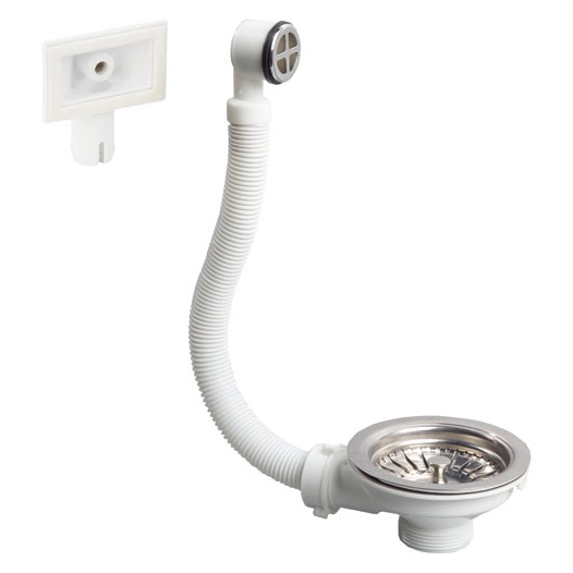 Bonde d'évier à panier inox avec trop plein 90mm - WIRQUIN