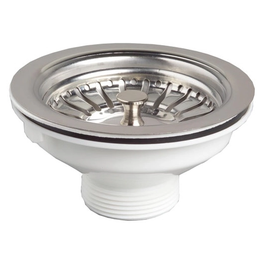 Bonde evier inox avec panier sans trop plein 90mm - WIRQUIN