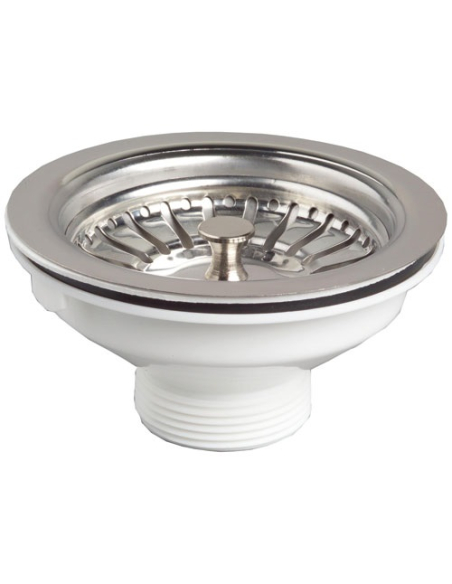 Bonde evier inox avec panier sans trop plein 90mm - WIRQUIN
