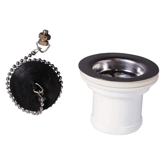 Bonde d'évier avec grille inox Ø50mm avec bouchon - WIRQUIN