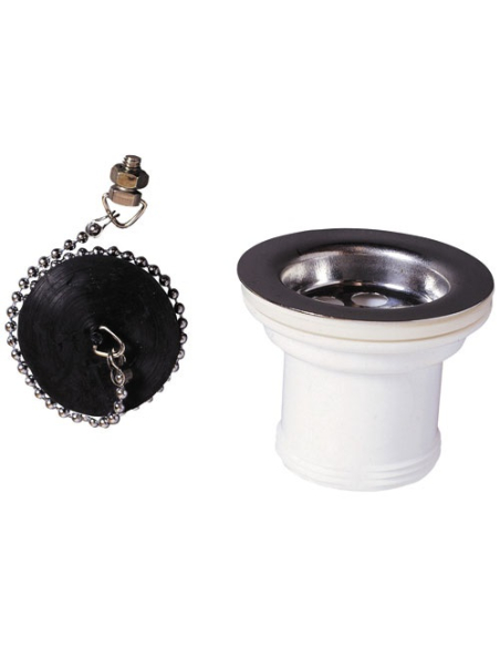 Bonde d'évier avec grille inox Ø50mm avec bouchon - WIRQUIN