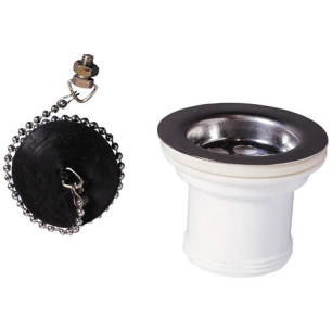 Bonde d'évier avec grille inox Ø50mm avec bouchon - WIRQUIN