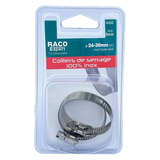 Colliers inox x2 8mm 24/36mm sc - RACO EXPERT