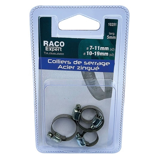 Colliers de serrage 5mm 2x7-11mm et 2x10-19mm sc - RACO EXPERT
