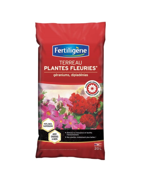 Terreau plantes fleuries, géraniums, dipladénias 20l /nc - FERTILIGENE