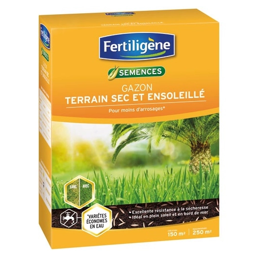 Gazon terrain sec & ensoleillé 150m² 3.75g/nc - FERTILIGENE