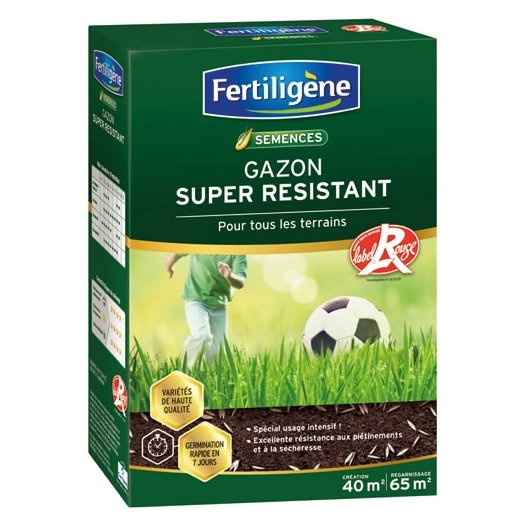 Gazon super résistant Label Rouge 40m² 1kg /nc - FERTILIGENE