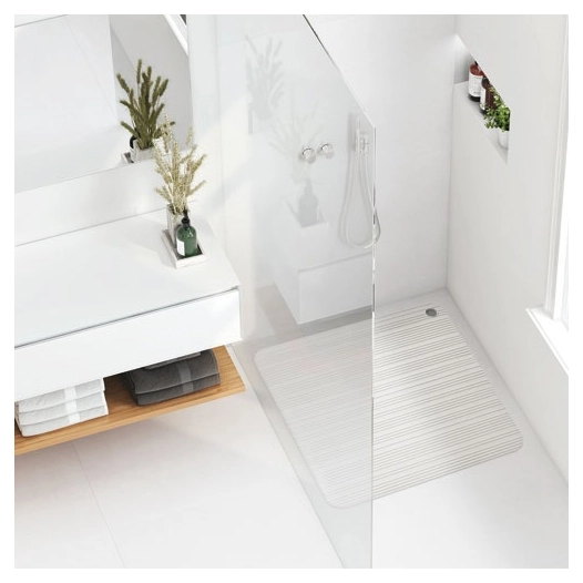 Tapis douche caoutchouc antidérapant 50x50cm blanc - RAYEN