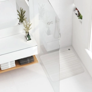 Tapis douche caoutchouc antidérapant 50x50cm blanc - RAYEN