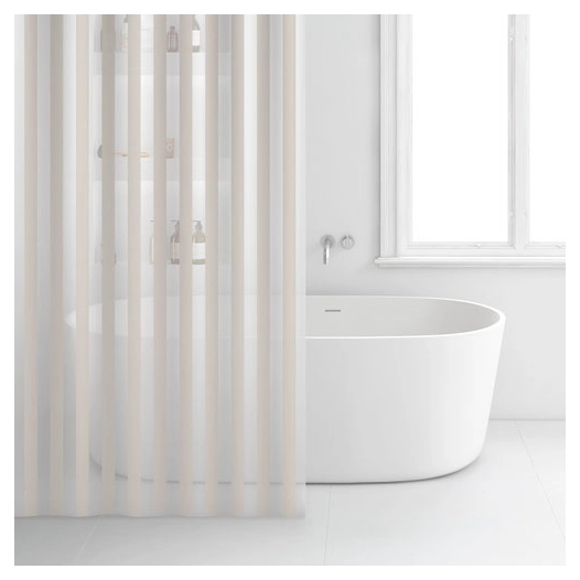 Rideau douche 180x200cm peva rayé blanc - RAYEN