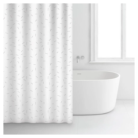 Rideau douche 180x200 premium blanc motifs 100% coton - RAYEN