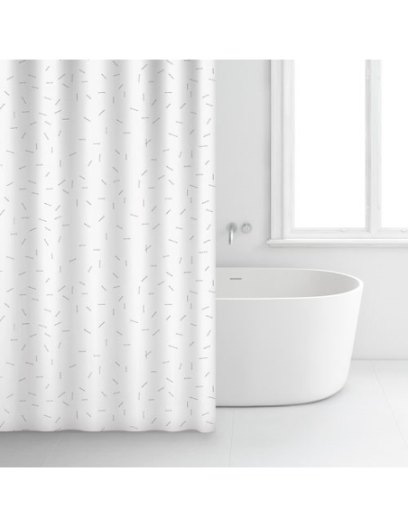 Rideau douche 180x200 premium blanc motifs 100% coton - RAYEN