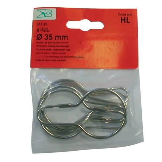 Anneau de douche nickelé blister de 6. - VYNEX