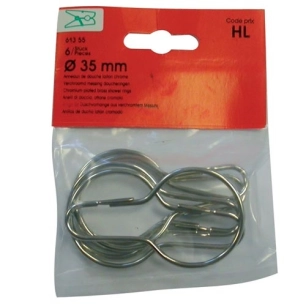 Anneau de douche nickelé blister de 6. - VYNEX
