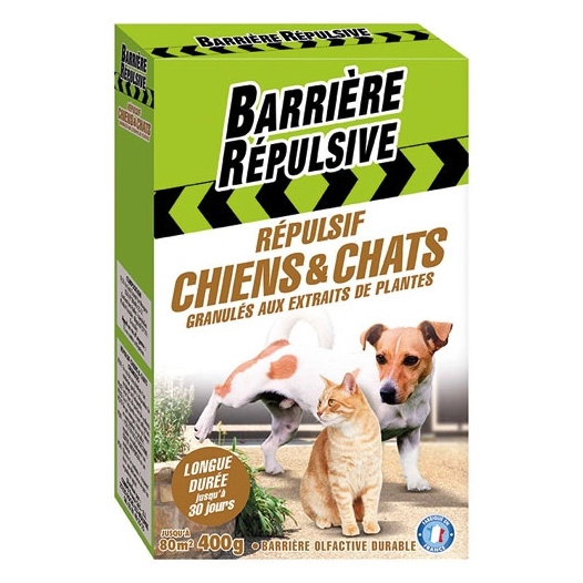 Répulsif chiens chats granulés prêts à l'emploi 400g /nc - BARRIERE REPULSIVE.