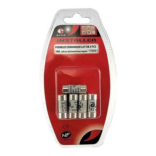 Carte de fusibles à voyant 16A x 5 pièces - EVOE