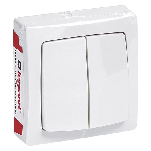 Asl interrupteur double V/VT blanc - LEGRAND