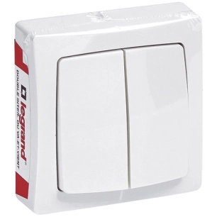 Asl interrupteur double V/VT blanc - LEGRAND