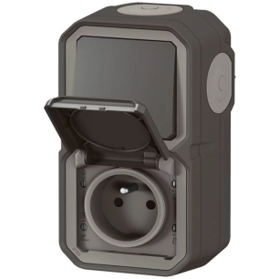 Plexo interrupteur et prise 2p+t vertical anthracite - LEGRAND