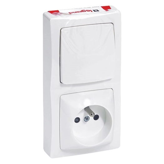 Asl interrupteur V/VT + prise 2P+T blanc - LEGRAND