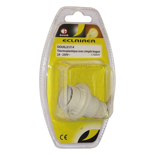 Douille E14 1/2 fileté SB blanc - EVOE