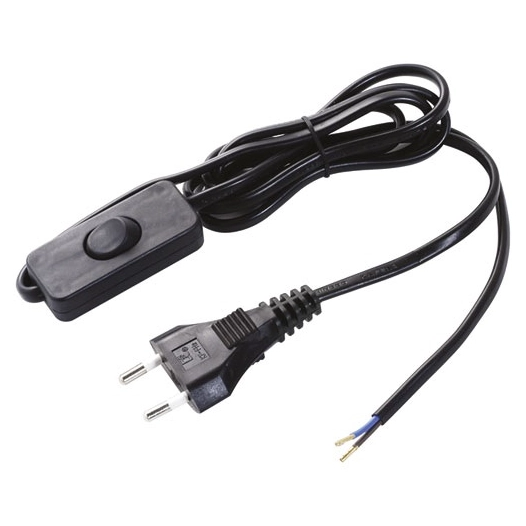 Cordon H03vvh2f 1m50 inter fiche noir blister - ELECTRALINE