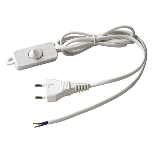 Cordon HO3vvh2f 1m50 inter fiche blanc blister - ELECTRALINE